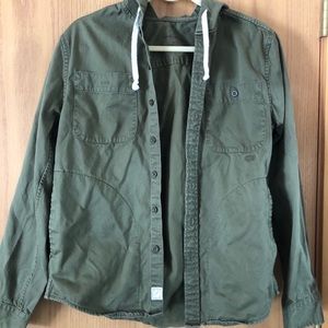 American Eagle olive hooded utility jacket